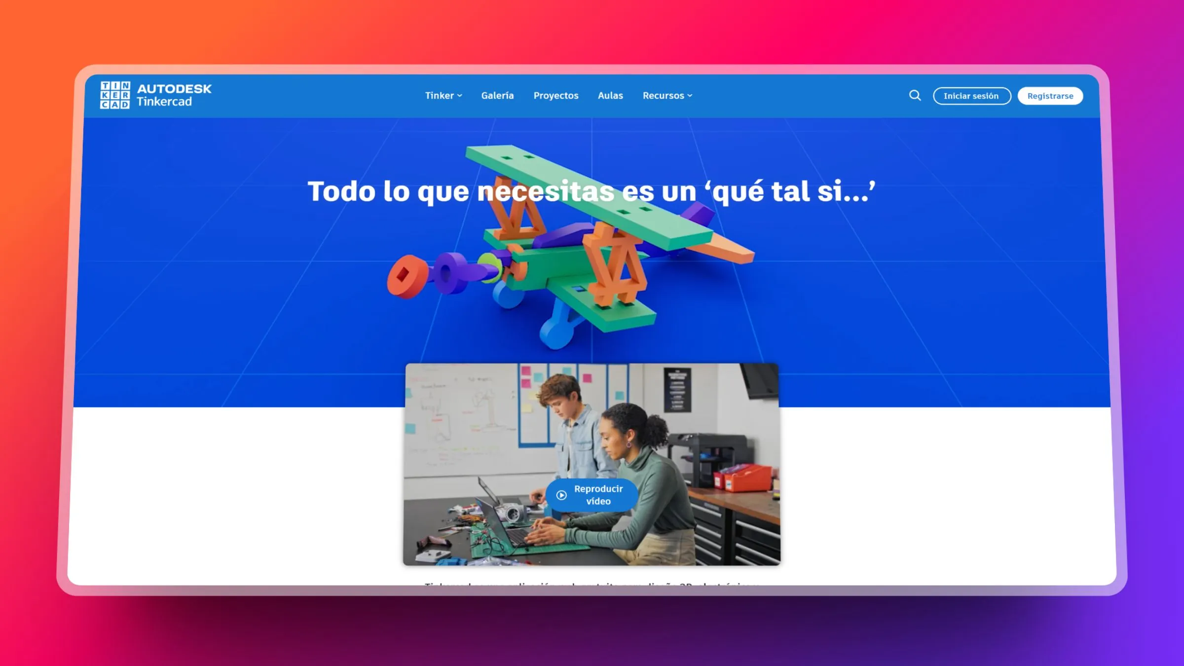 Captura de pantalla de la interfaz de Tinkercad, una plataforma para diseño 3D y circuitos electrónicos.